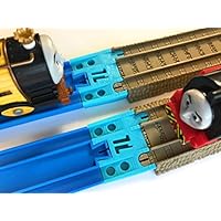 TrainLab Track Adapters Compatible with Plarail to Brown 2009 Trackmaster Tracks 2pcs (Light Blue)