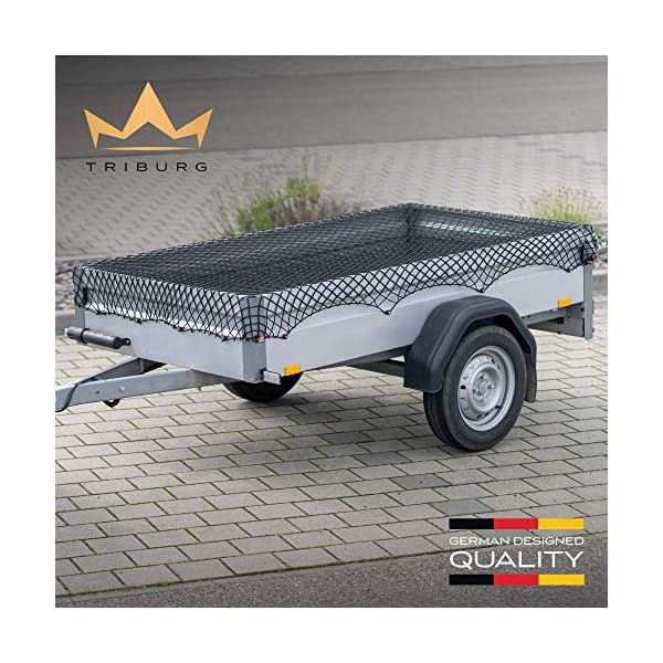 TRIBURGÂ® AnhÃ¤ngernetz Dehnbar fÃ¼r AnhÃ¤nger der GrÃ¶Ãen 1x2 m bis 2x3 m - engmaschig mit Gummiseil [schwarz/elastisch] – Bild 8