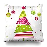 Kutita Decorativepillows Covers 18 x 18 inch Throw Pillow Covers,Christmas Tree Pink Retro Green Color Ball Circle Pattern Double-Sided Decorative Home Decor Pillowcase