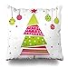 Kutita Decorativepillows Covers 18 x 18 inch Throw Pillow Covers,Christmas Tree Pink Retro Green Color Ball Circle Pattern Double-Sided Decorative Home Decor Pillowcase