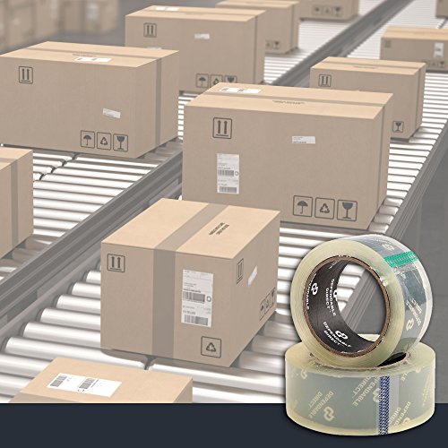 Quiet, Industrial Grade Clear Packing Tape (6 Rolls) - 60 Yards per Roll - 2" Wide x 2.7 mil Thick, Acrylic Adhesive Heavy Duty Tape for Box Office Moving Packaging Shipping, Free Tape Cutte