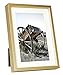 Golden State Art, Satin Finish Aluminum Picture Frame with Ivory Mat - Landscape or Portrait - Wall or Table Top Display (5x7 for 4x6, Gold, 1 Pack)