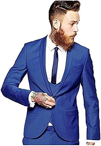 Wxili Men's Suits Slim Fit 3 Piece Wedding Tuxedos Blazer Vest& Pants Sets 02