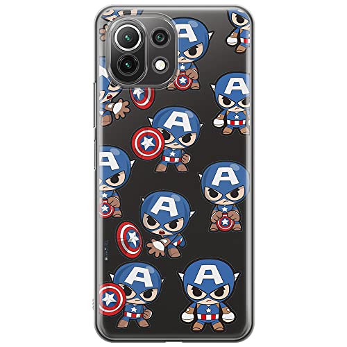ERT GROUP Handyhülle für Xiaomi 11 Lite 4G/5G Original und offiziell Lizenziertes Marvel Muster Captain America 029, teilweise transparent