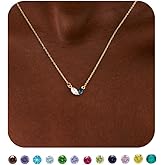 SELSHE Birthstone Necklace For Women,14k Gold Plated Pendant Necklace Cute Gold Necklaces For Women Non Tarnish Gold Jewelry
