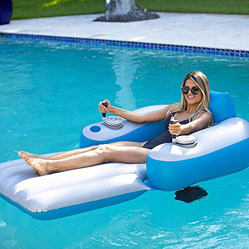 Poolcandy Splash Runner 2.0 Motorized Pool Lounger - Deluxe Inflatable Swimming Pool Float -Now Faster with 3-Blade Propeller and Battery-Powered Motor. Great for use in Pool or Lake.