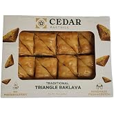 Cedar Pastries Mini Triangle Baklava, 16 Piece &ndash; Handmade Lebanese Phyllo with Cashews, Walnuts &amp; Almonds, Kosher &amp; Halal