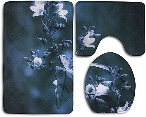 Night Flower Family Flannel Non-Slip Bathroom Rug Mats Set 3 Piece Soft