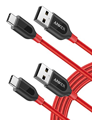 [2-Pack] Anker PowerLine+ USB-C to USB A 2.0 Cable, for Samsung Galaxy Note 8, S8, S8+, MacBook, Nintendo Switch, Sony XZ, LG V20 G5 G6, HTC 10, Xiaomi 5 and More ( 6ft) (Red)