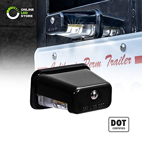 LED License Plate Light for Trailer [Stud Mount] [DOT FMVSS 108] [SAE L] [Black-Finish] [Waterproof] [12V DC] License Tag Lights for UTV ATV Trailer Truck RV Boat