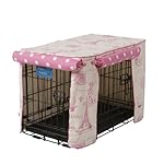 Crate Covers and More Double Door 48 Pet Crate Cover, Parisian Pink with Pink Polka Dot