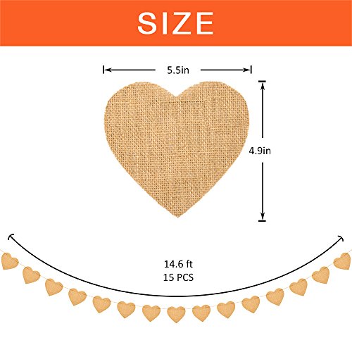 ThxToms 15 Pcs Burlap Banner, DIY Wall Decor for Birthday/Graduation/Wedding/Baby Party (14.6ft) - Thumbnail 2