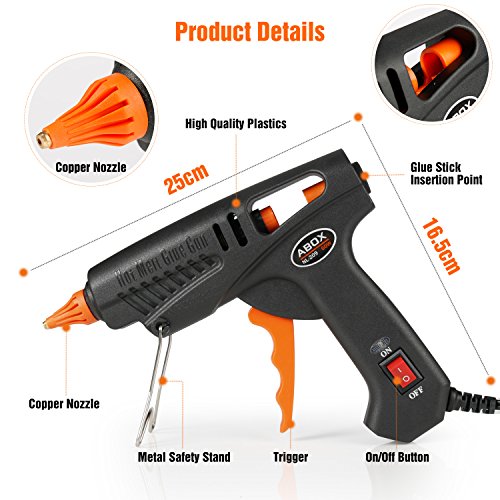 Hot Glue Gun, ABOX 60W Mini Heavy Duty Heating Hot Melt Glue Gun with 15pcs Melt Glue Sticks, Ideal for School DIY Arts and Crafts Projects, Home Quick Repairs