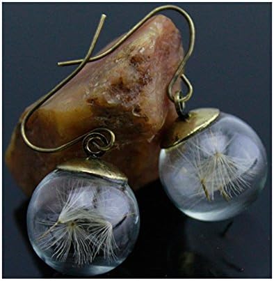 AOMIKE Real Dandelion Seeds Glass Orbs Earring(Bronze)