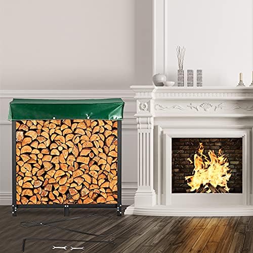 VEVOR Firewood Log Rack, 6ft Firewood Rack Outdoor, Black Firewood Rack