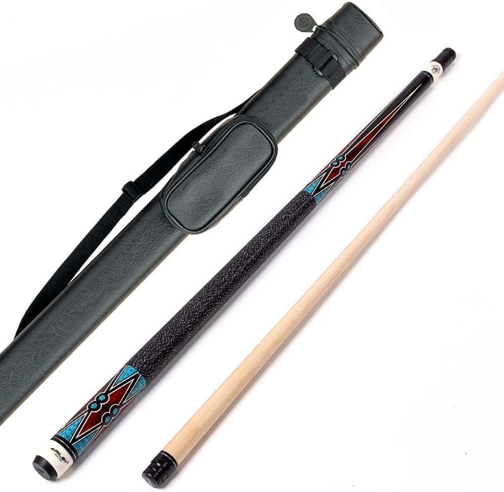 Riley Centurion American Pool Cue with Linen Wrapped Grip Section-58 (147cm) - 13mm tip-Joint Protectors and Hard Case (X6C)