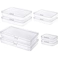 Gebildet 8 Pieces Mini Clear Plastic Organizer Storage Box Mixed Sizes Rectangular Empty Containers for Small Items and Other