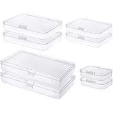 Gebildet 8 Pieces Mixed Sizes Rectangular Empty Mini Clear Plastic Organizer Storage Box Containers for Craft Projects