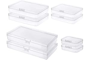Gebildet 8 Pieces Mini Clear Plastic Organizer Storage Box Mixed Sizes Rectangular Empty Containers for Small Items and Other