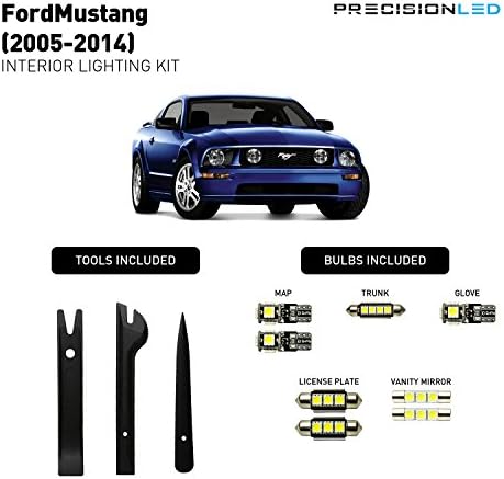 PrecisionLED Interior LED Lighting Kit compatible with 2010-2014 Ford Mustang - Comes with License Plate LED's & Install Tools (8000K)