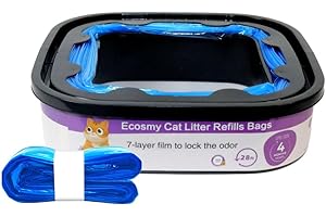 ECOSMY 28 feet Cat Litter Refill Bags with 7-layer material effectively prevents odors Compatible with Litter Cat Genie Standard, Plus (1 Reusable Cartridges with bag + 1 bags, 28 feet)