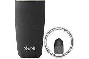 S'well Stainless Steel Tumbler with Clear Slide-Open Lid - 18 Fl Oz - Onyx - Triple-Layered Vacuum-Insulated Containers Keeps Drinks Cold for 12 Hot for 4 Hours - BPA-Free Water Bottle