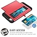 iPhone 6S Case, iPhone 6 Case, SAMONPOW Hybrid iPhone 6 Wallet Case Card Holder Shell Heavy Duty Protection Defender Shockproof Anti-Scratch Soft Rubber Bumper Cover Case for iPhone 6 iPhone 6S - Red