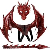 Nirvany Dragon Costume for Kids Boys Girls, Wing Tail Mask Set, Cosplay Halloween Costume