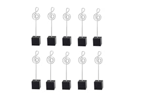 SENOVER 10pcs Music Shape Table Number Holder Name Place Card Holder Memo Clip Holder Standr Pictures Card Paper Menu Clip (Balck)