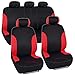 BDK UltraSleek Red Seat Covers for Cars Full Set, Two-Tone Front Seat Covers with Matching Back Seat Cover, Stylish Car Seat Protectors with Split Bench Design, Automotive Interior Covers
