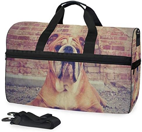 Gym Bag Bulldog Brick Wall Duffle Bag Large Sport Travel Bags for Men Women