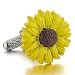 Men's 2 PCS Rhodium Plated Cufflinks Yellow Flower Sunflower Shirt Wedding Business 1 Pair Set