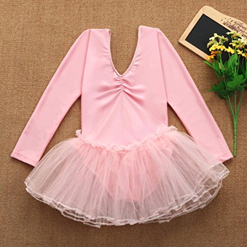Tiean New Toddler Girls Gauze Leotards Tops Bodysuit Dancewear Dress Clothes Girls Outfits (24 Month, Pink) - Thumbnail 4