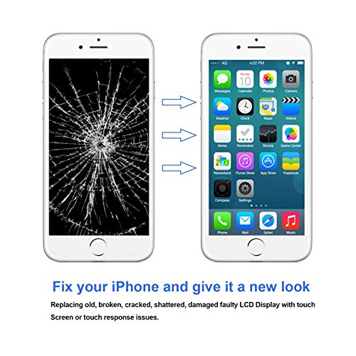 Compatible with iPhone 6s Screen Replacement White, LCD Display & Touch Digitizer Assembly with Proximity Sensor, Front Camera, Ear Speaker, Screen Protector and Repair Tool Kit (iPhone 6s White)