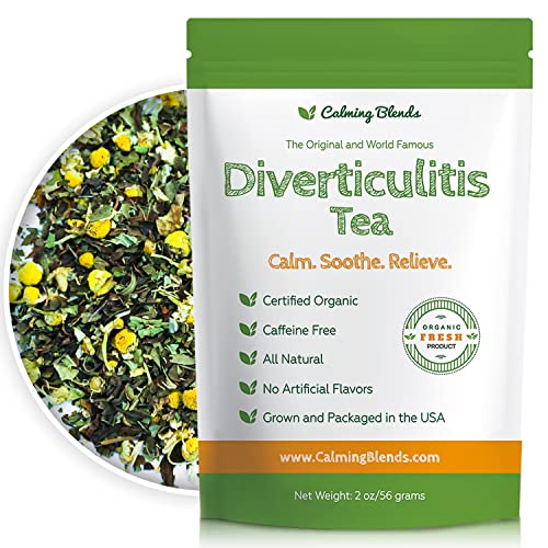 Calming Blends Diverticulitis Tea Organic Loose Leaf Tea, Caffeine Free 36 Cups Made In