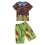 Moana Little Boys 2 Piece Set Pjs Pajamas for Maui Clothes, Short Sleeves - 7-8 Years