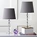SAFAVIEH Lighting Collection Nola Modern Glam Stacked Crystal Ball/ Light Grey Shade 16-inch Bedroom Living Room Home Office Desk Nightstand Table Lamp Set of 2 (LED Bulbs Included)