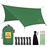 Rain Fly Tarp - The WiseFly by Wise Owl Outfitters - Premium 11 x 9 ft Waterproof Camping Shelter Canopy - Lightweight Easy Setup for Hammock or Tent Camp Gear - Green