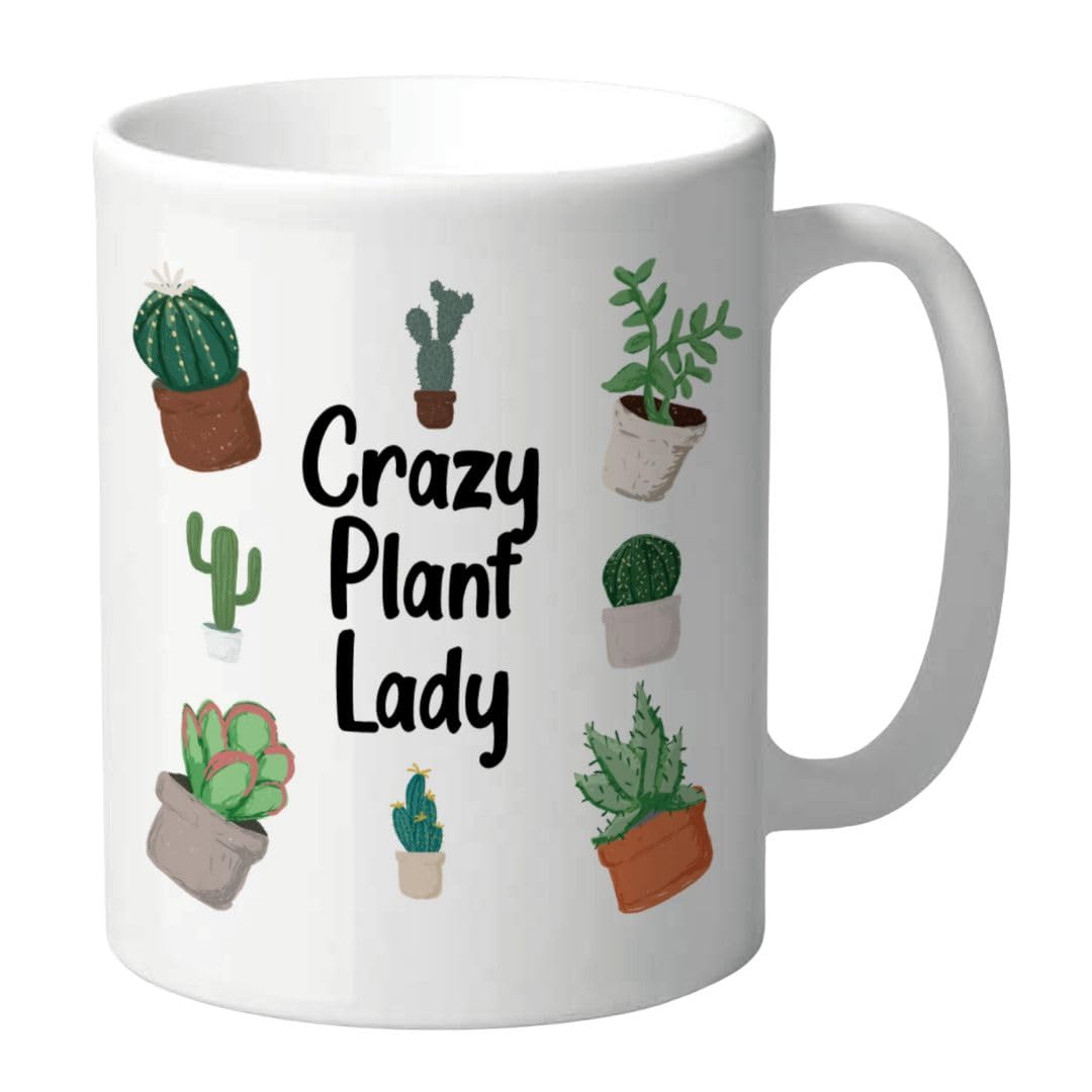 Wanky Candles Funny Crazy Plant Lady Mug for Women – Cactus and Succulent Coffee Cup – Humorous Tea Mug for Plant Lovers, Friends and Colleagues CMUG212