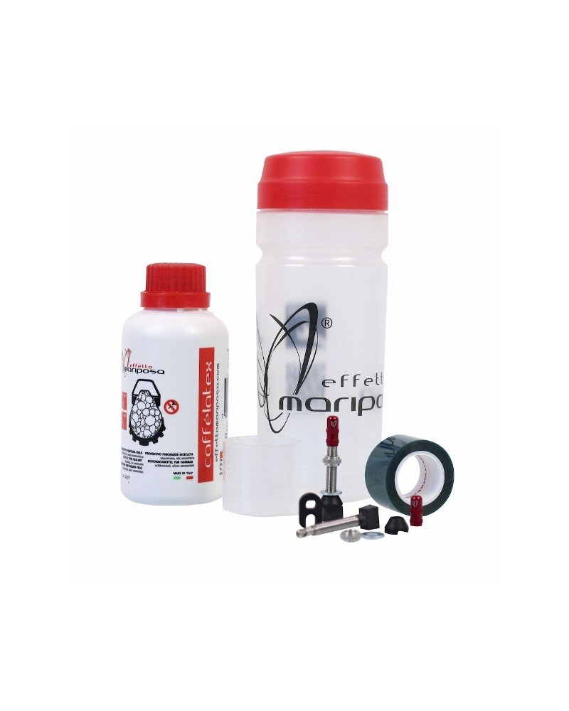 Effetto Mariposa Caffélatex L Tubeless Kit (250ml Preventive + L Rim Tape + Valves for 2 Wheels)