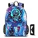 School Backpack Anime Cartoon Backpack Luminous Galaxy Backpack for Girls Boys Teenagers