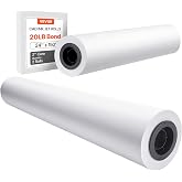 VEVOR Wide Format Paper, 24 in x 150 ft Plotter Roll, 2 Rolls CAD Bond Rolls with 2 in Core, 20 LB Bond Paper Rolls, Ideal for CAD Drawings, Engineering Plans, GIS Maps, and Architectural Designs