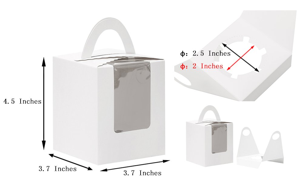 YoTruth Pink Single Tall Cupcake Boxes with Window 12 Pcs