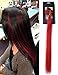 Luwigs 100% Human Virgin Hair Clip In Hair Extensions Red Color Straight Highlights Clip In No Short Hair Looking Natural 14inches 5pcs/set (14 inches, Red)