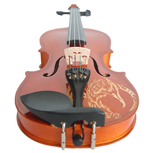 Kinglos 3/4 Dragon Carved Solid Wood Violin Kit Student Fiddle for Beginners Children Kids with Case, Shoulder Rest, Bow, Rosin, Bridge and Strings - Thumbnail 3