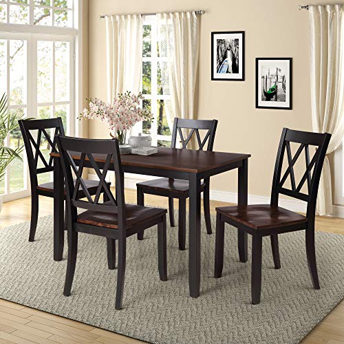 Harper & Bright Designs 5 Piece Wood Dining Table Set for 4 Person Home
