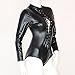 Wonder Pretty Women's Long Sleeve Lace-up Club Bodysuit Leather Teddy Lingerie (M) Black