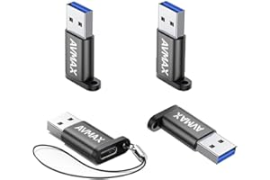 AVMAX USB to USB C Adapter 4 Pack,USBC Female to A Male Car Charger OTC Converter for Apple Watch Ultra 8 9 10,iPhone 16 15 1