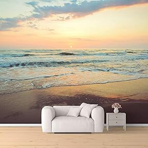 Wall Mural Romantic Beach Removable Wallpaper Wall Sticker for Bedroom Living Room - 66x96 inches