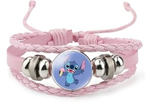 you-beat-you-land Pink Sittch Bracelet Adjustable Hand Woven Leather Bracelet Christmas and Birthday Graduation Gift Bracelet